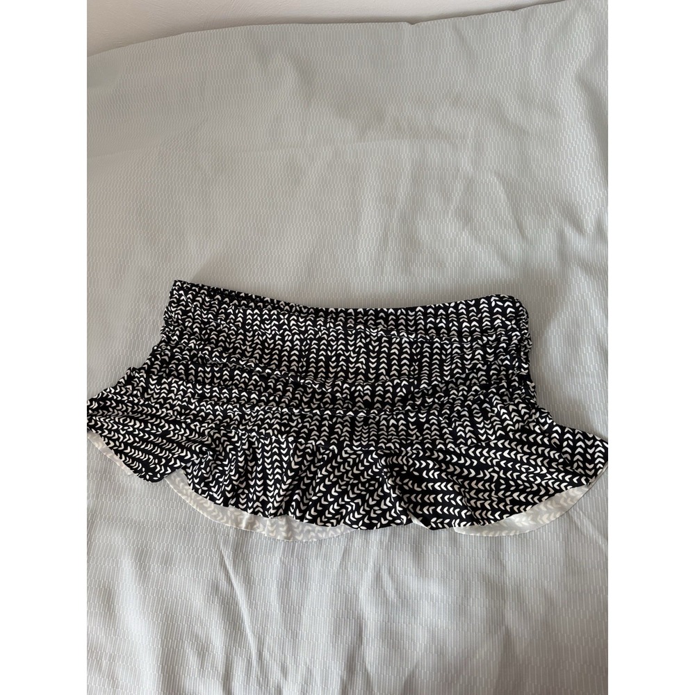 La Blanca Women Swim Skirt 14 Black Ruffled Stretch Pull On Built In Briefs